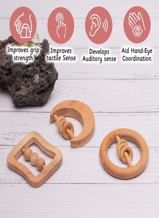 Ariro Neem Wood Rattle Teether Set of 3 for Babies | Wooden Rattles for Newborns | Safe Sound-Making Toys for 0-6 Months | Eco-Friendly Baby Gift - Image 2